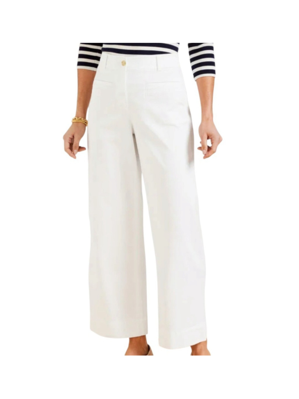 TALBOTS Women's Wide Ankle Heritage Twill White Pants 16 Waist 38 Inseam 28 NWT